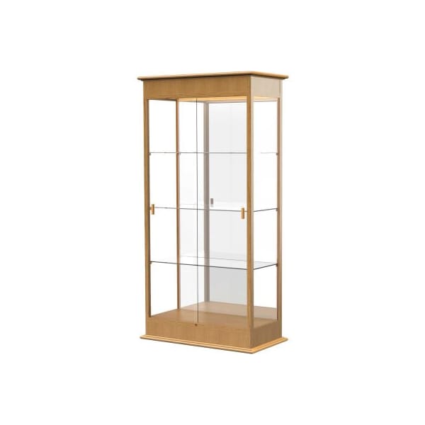 Waddell Display Case Of Ghent Varsity Display Case Carmel Oak, Mirror Back 36"W x 18"D x 77"H 694K-MB-MK - main
